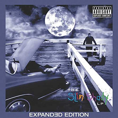 CD cover for Eminem’s “The Slim Shady LP” with a moonlit seascape.