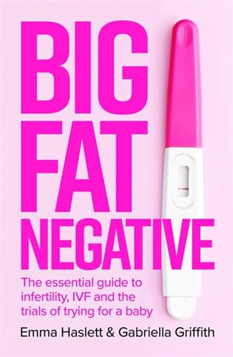 Book cover with pink text "BIG FAT NEGATIVE" and a pregnancy test image.