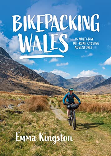 Book cover: cyclist on a dirt path with Welsh mountains backdrop.