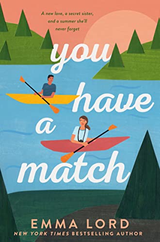 Book cover: two kayakers on water with forest and sunset backdrop.
