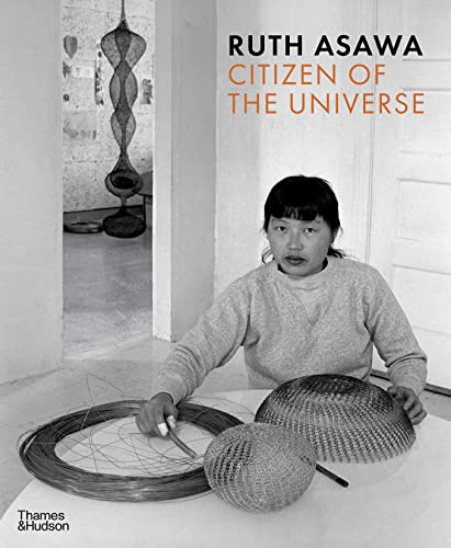 Book cover featuring artist Ruth Asawa with her wire sculptures.