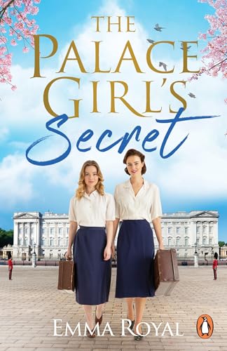 Book cover: two women in front of Buckingham Palace, floral accents.