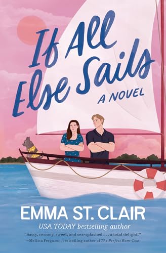 Book cover depicting a sailboat with a couple and a dog on deck.