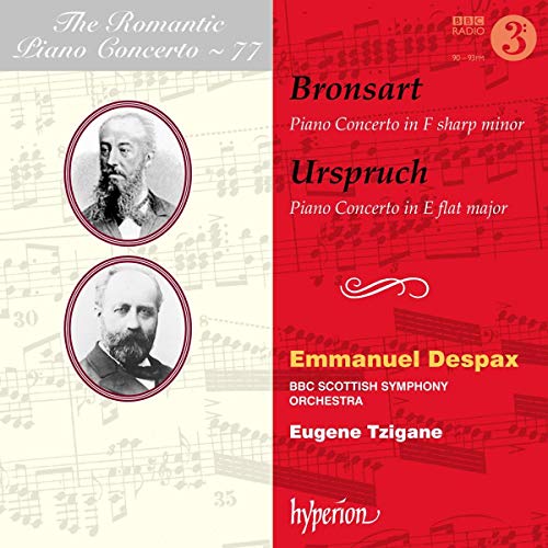 CD cover featuring portraits of composers Bronsart and Urspruch, red background.