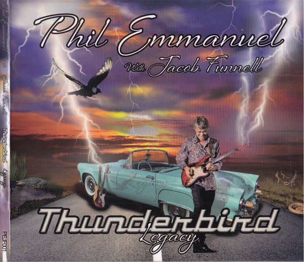 CD cover featuring Phil Emmanuel with a car and lightning bolts.