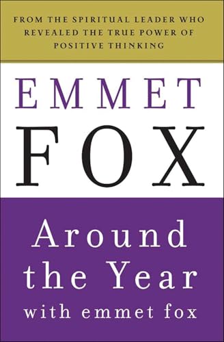 Book cover for "Around the Year With Emmet Fox" with purple and gold text.