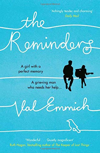 Book cover for "The Reminders" by Val Emmich, with silhouettes of people.