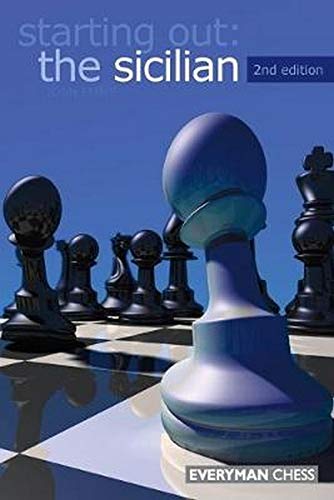 Book cover titled Starting Out: The Sicilian featuring black chess pieces on a board.