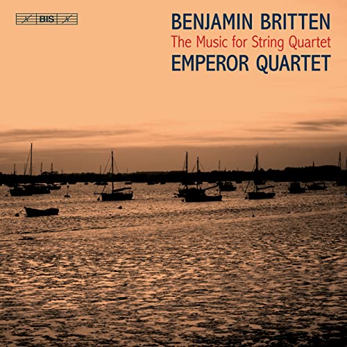 CD cover for Britten’s “Emperor Quartet” with a sunset seascape.