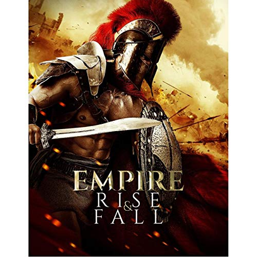 The image depicts a DVD cover for "Empire Rise and Fall" featuring a muscular warrior. For accessibility purposes, a concise alt text could be: "DVD cover showing a warrior in armor holding a sword."