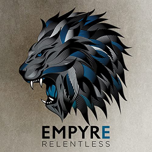 CD cover: stylized lion head with blue accents and band name "Empyre".