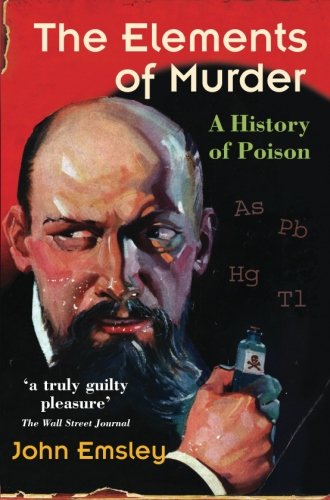 Book cover: "The Elements of Murder" with portrait and chemical symbols.