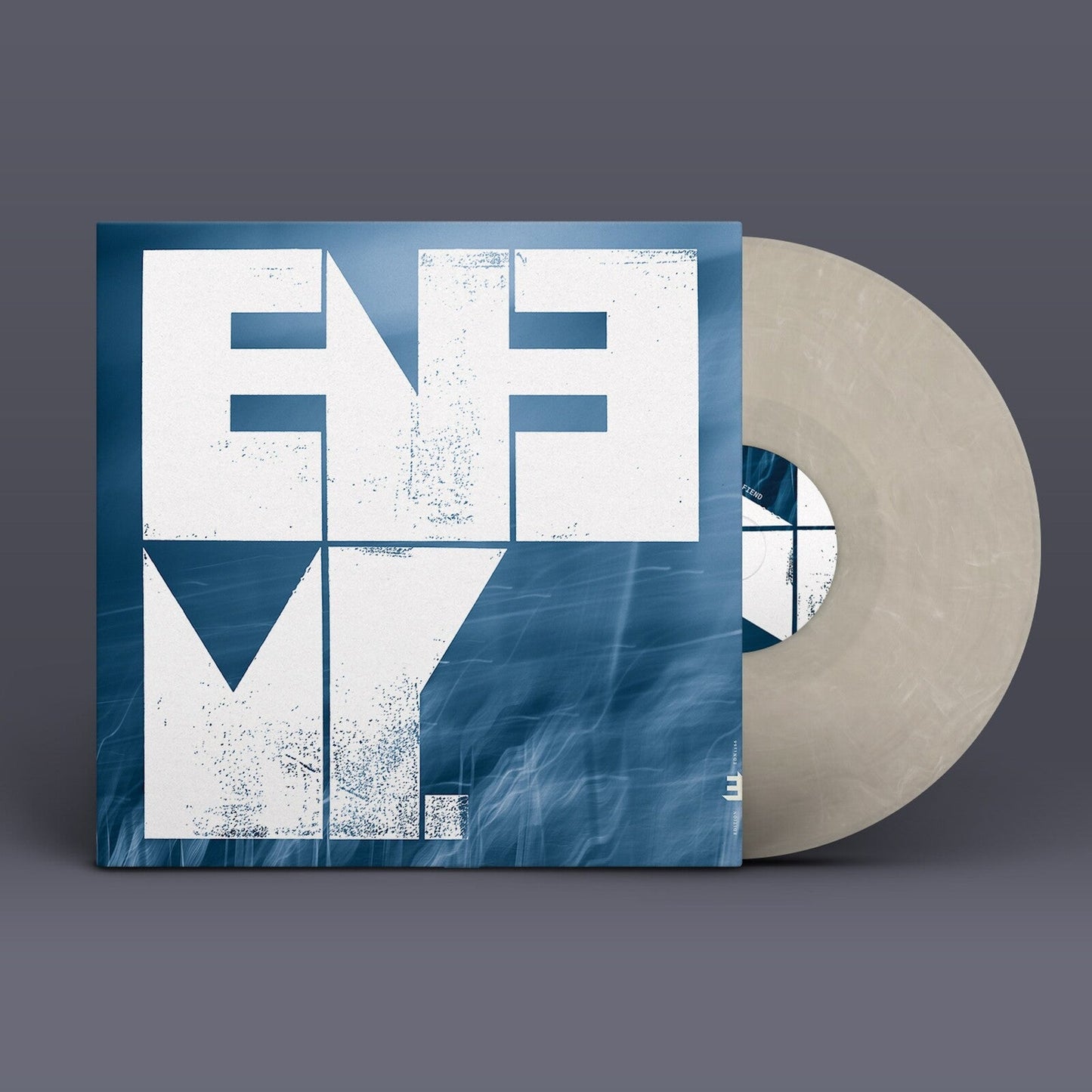 Vinyl record with blue and white distressed album cover, labeled "ENEMY".