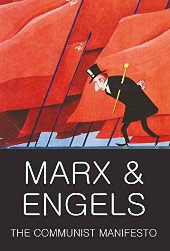Book cover featuring a man in a top hat walking before red flags.