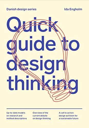Book cover: “Quick guide to design thinking” with a lightbulb illustration.
