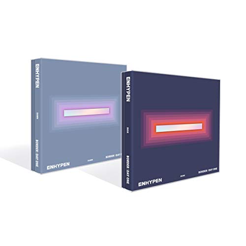 Enhypen “Border : Day One” CD packaging with abstract colorful designs.