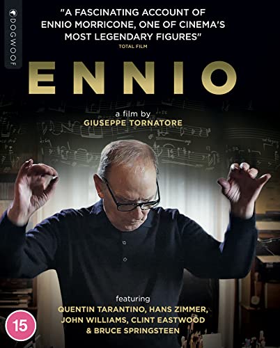 Blu-ray cover for documentary film "Ennio" about composer Ennio Morricone.