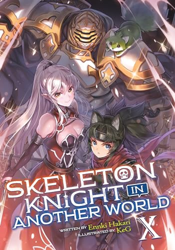 Light novel cover featuring a skeleton knight with two female companions.