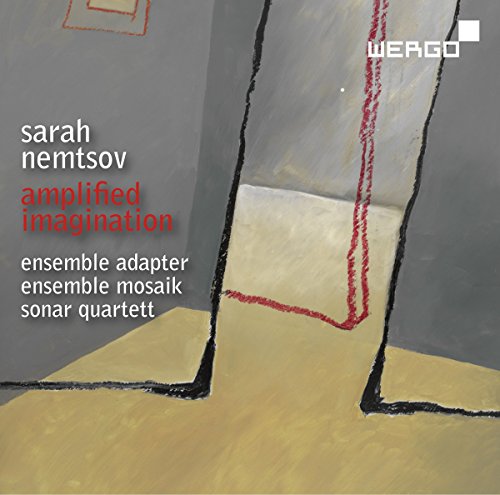 "Album cover with abstract painting, torn paper edges, and text listing artist and ensemble."