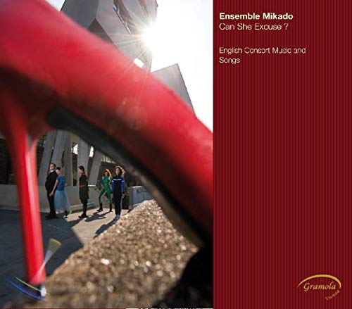 CD cover for Ensemble Mikado’s “Can She Excuse?” featuring figures in distance.