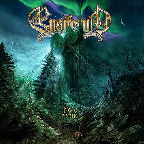 Ensiferum album cover: a warrior figure stands amidst a misty, forested landscape.