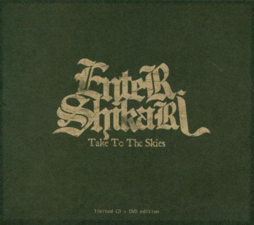 Enter Shikari Take To The Skies album cover on a dark green textured background.