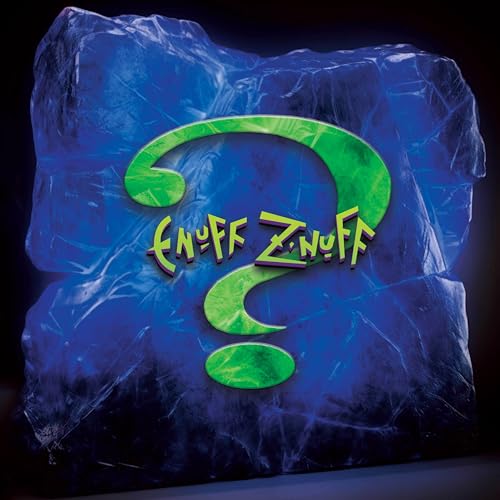 Enuff Znuff CD cover: blue cracked ice with a green question mark.