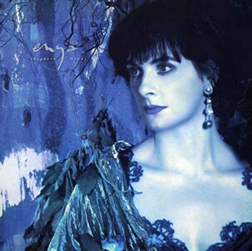 Enya’s “Shepherd Moons” vinyl album cover, portrait in blue tones.