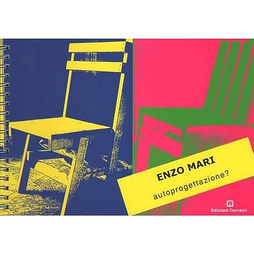Book cover titled Autoprogettazione by Enzo Mari featuring illustrations of wooden chairs.