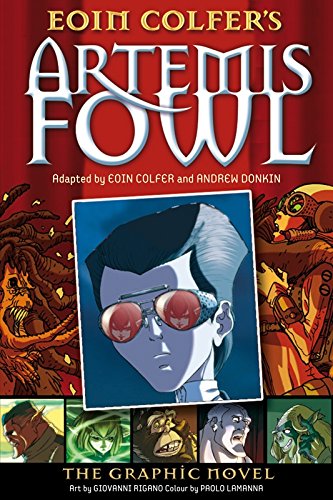 “Artemis Fowl” graphic novel cover featuring a boy with red glasses.