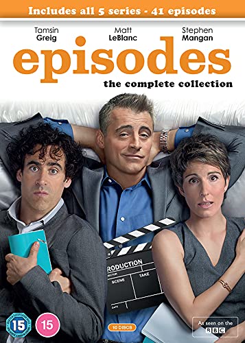 DVD cover for Episodes featuring Tamsin Greig, Matt LeBlanc, and Stephen Mangan.