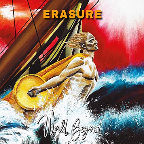 Album cover for Erasure’s “World Beyond” featuring a figure and waves.
