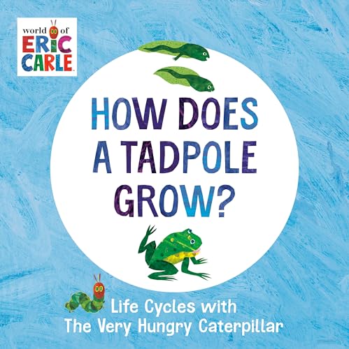 Book cover showing tadpoles transforming into a frog, with a caterpillar.
