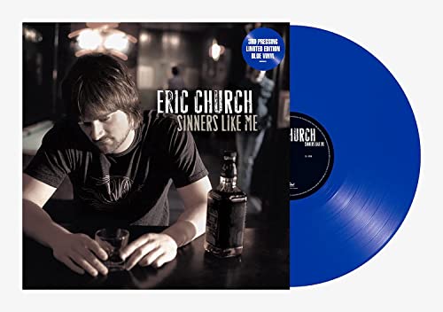 Eric Church album cover with blue vinyl record shown beside it.