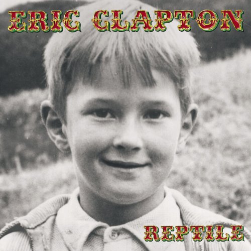 Eric Clapton’s “Reptile” CD cover featuring a sepia-toned portrait of a young boy.