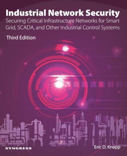 Book cover: “Industrial Network Security” with a red and purple tech design.