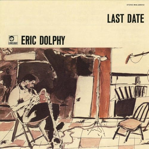 Eric Dolphy's "Last Date" album cover: a sketched jazz musician playing saxophone.