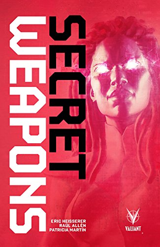 Comic book cover: woman with glowing eyes, red background, bold text.
