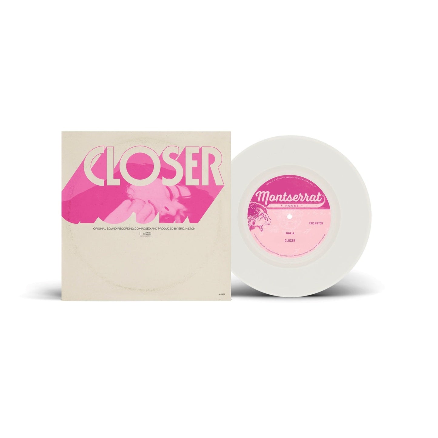 Closer" vinyl record by Eric Hilton with pink cover and white disc.