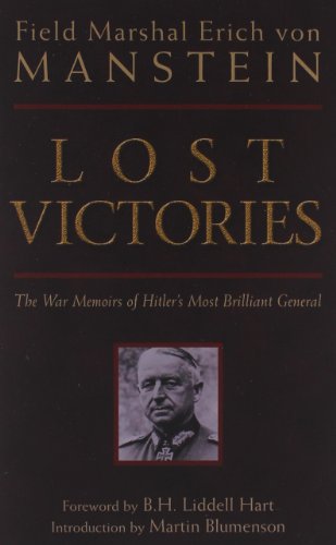 Book cover: “Lost Victories” by Field Marshal Erich von Manstein, with portrait.