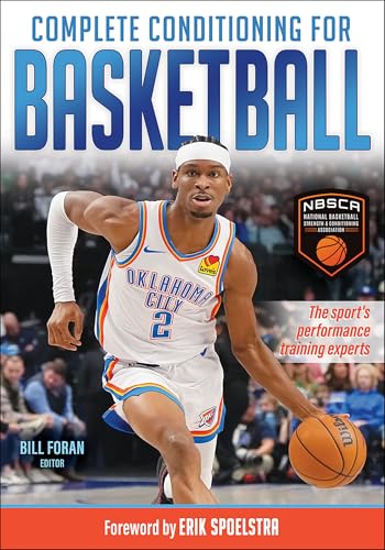 Book cover: "Complete Conditioning for Basketball" with a basketball player.
