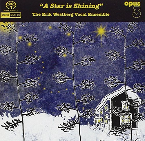CD cover: winter scene with a bright star above a small house.