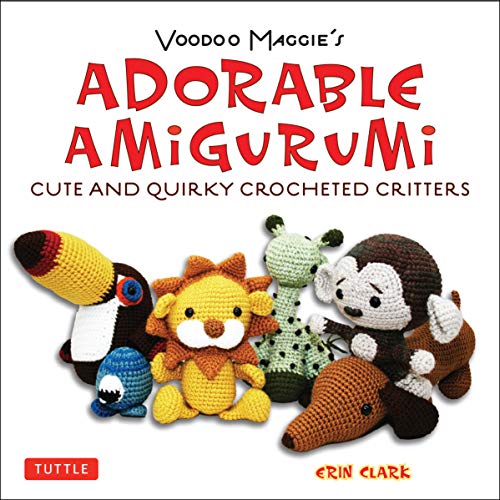 Book cover featuring several crocheted animal toys, including a giraffe and lion.