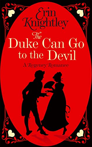 Red book cover with silhouetted couple and title “The Duke Can Go to the Devil.”