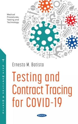 Book cover: "Testing and Contract Tracing for COVID-19" with virus imagery.