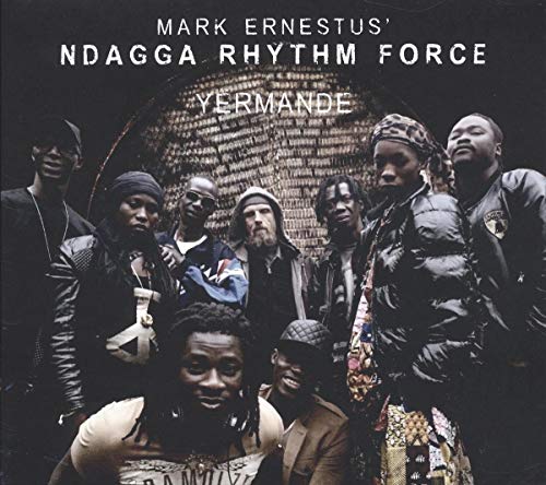 CD cover for "Yermande" by Mark Ernestus’ Ndagga Rhythm Force, group portrait.