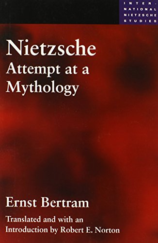 Red book cover with white text: "Nietzsche: Attempt at a Mythology" by Ernst Bertram.