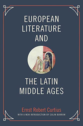 Book cover: "European Literature and the Latin Middle Ages" with medieval illustration.