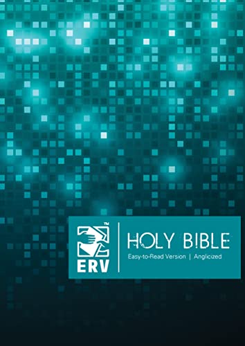 Teal hardback Bible cover with pixelated design and ERV logo.