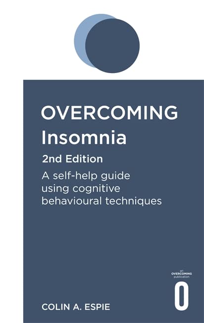 Book cover for "Overcoming Insomnia" 2nd Edition, navy blue with white text.
